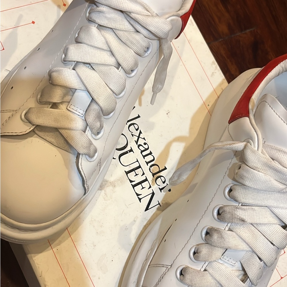 Alexander McQueen White Sneakers with Red Detail